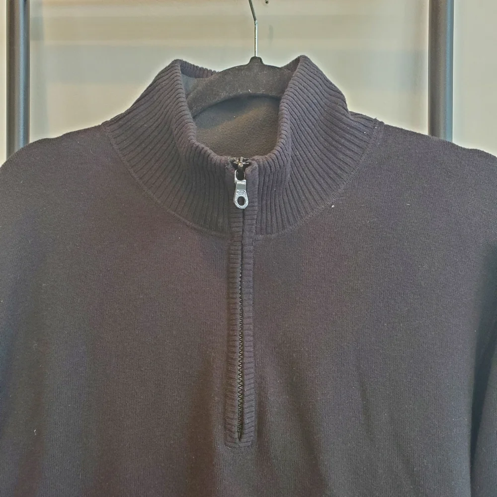 The North Face Men’s 3/4 Pullover Sweater Knit Size M Black Wool Cotton